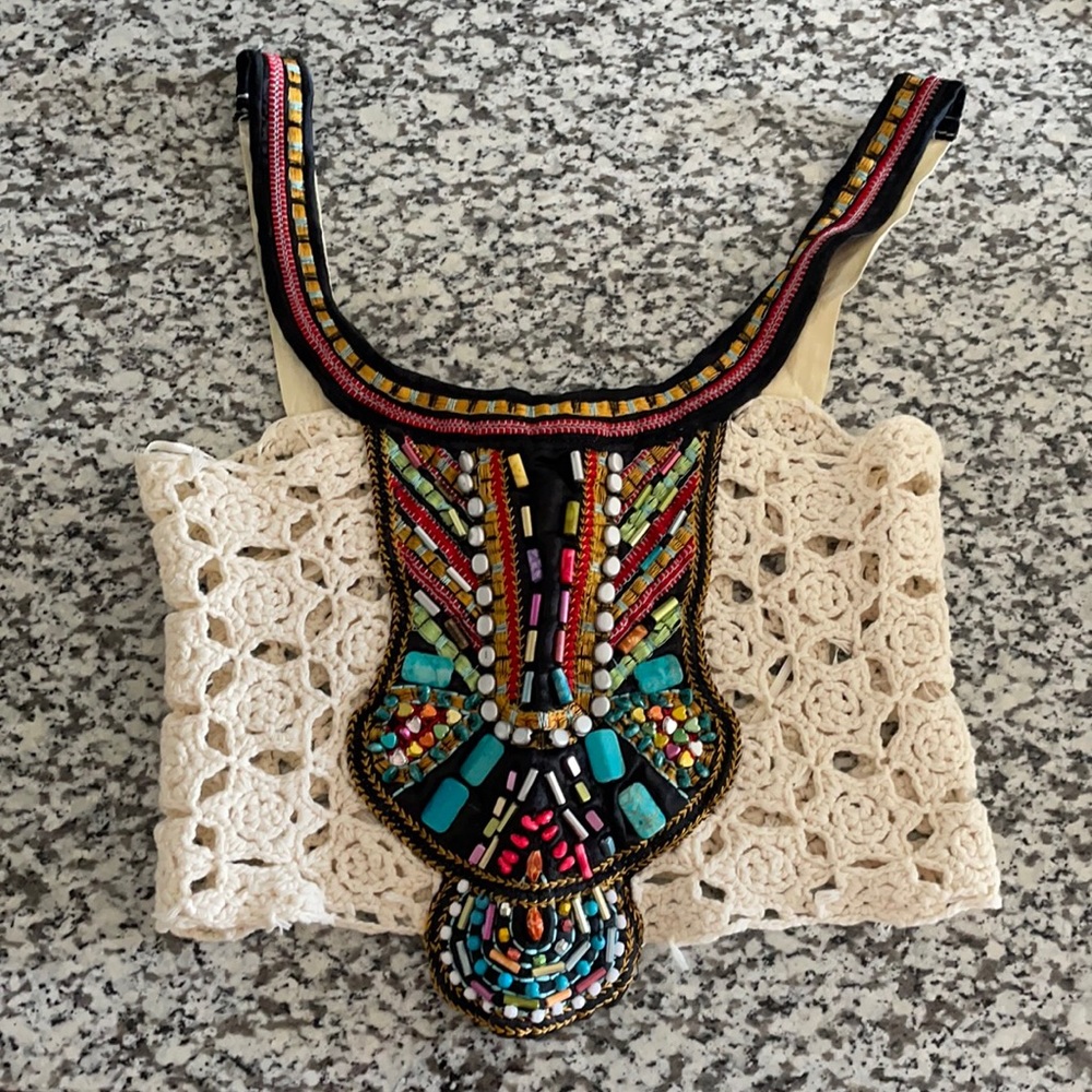 Crochet beaded cropped tank